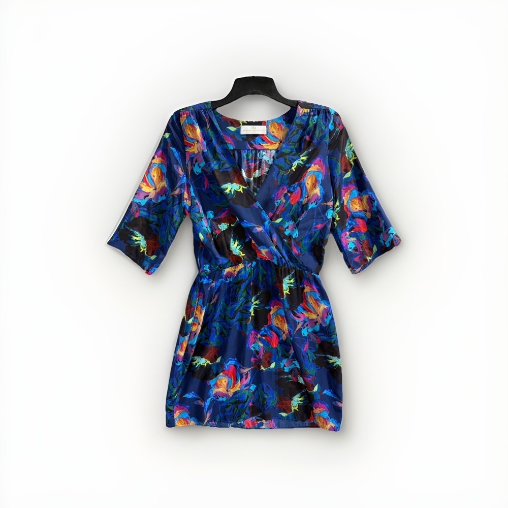 Amanda Uprichard Floral Wrap Dress Women Medium 100% Silk